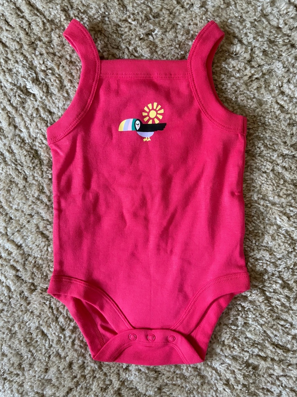 6-9 Months Pink Tank Top Bodysuit with Toucan